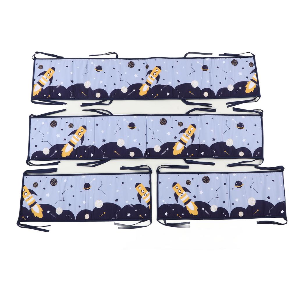 Crib Liner Four Sided Cute Printed Soft Breathable Crib Bumpers Pads for Newborn Toddler Style 2