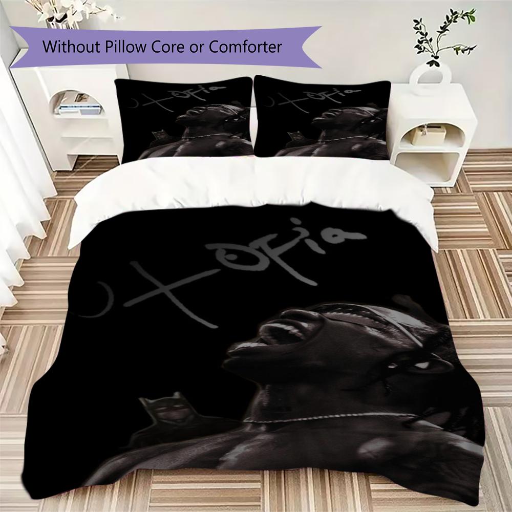 Travis Scott Pattern Bedding uilt Set uilt Cover Pillowcase Home Decoration Birthday Gift (1 * duvet cover + 2 * pillowcase without core)