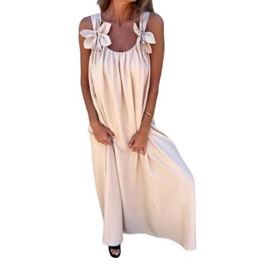 Женское платье с 3D-узором из роз, на бретельках, без рукавов, плиссированное платье-комбинация, свободное однотонное платье макси с открытой спиной для пляжных вечеринок и свиданий