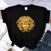Medusa Для Женщин Люксовый Бренд Высококачественная Летняя Футболка с Принтом Повседневная Оверсайз Y2k Личность Рукав Круглый Вырез