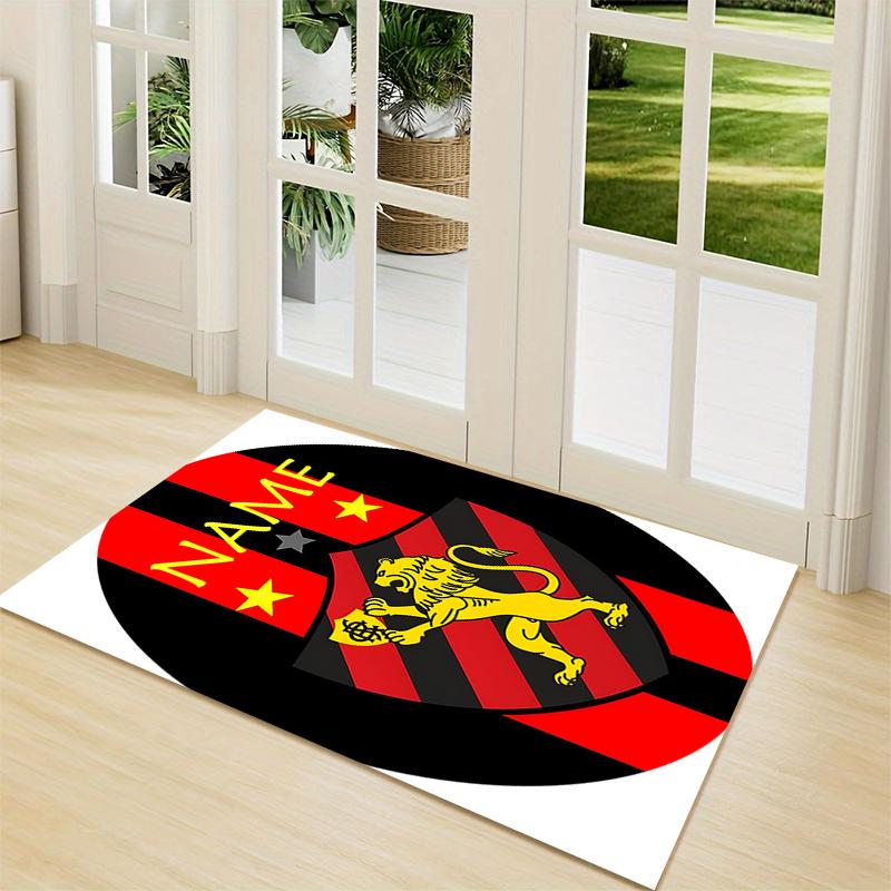 Custom Name Lion Crest Badge Carpet Rug Customizable Soft Washable Anti-Slip Home Living Room Sofa Mats Personalized Rug. 0909254
