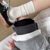 Grey Socks, Women's Mid-calf Socks for Spring and Autumn, Pure Cotton, Boneless, White Sports Long Calf Socks for Summer