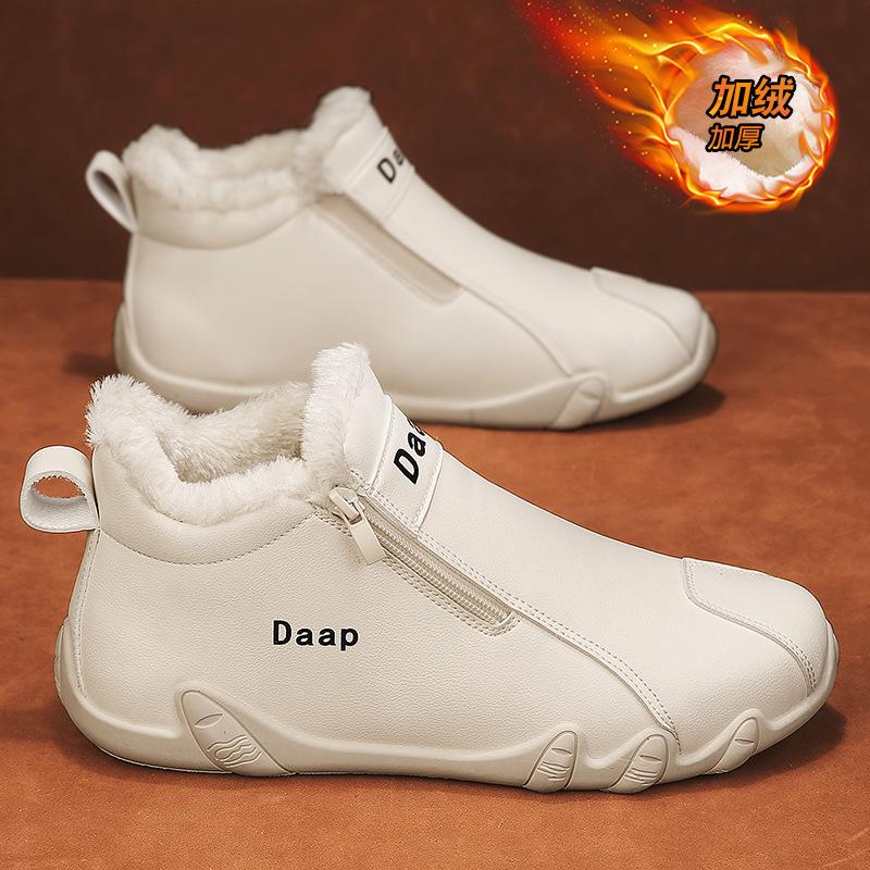 Кожаная мужская обувь для мужчин Зимние ботинки для мужчин Кроссовки на молнии Мужские теплые ботильоны Обувь с коротким плюшем