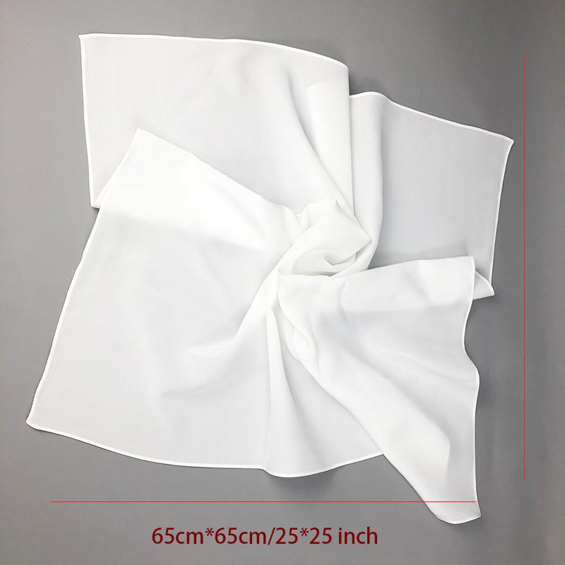 2021 Women Real Silk Scarf Square Neck Shawls Lady White Solid Crepe Bandana Hair Band Kerchief Scarf Hijabs for DIY Painting