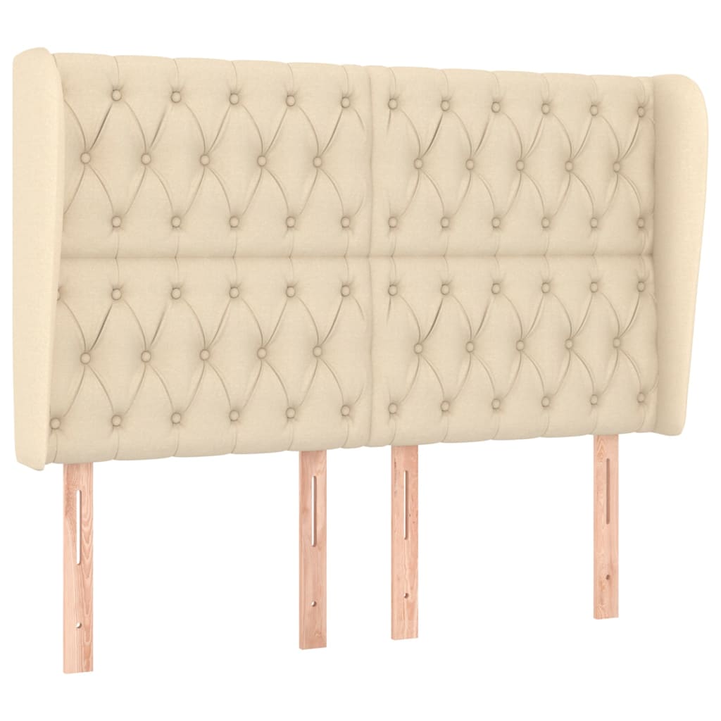 Headboard with Ears Cream 147x23x118 128 cm Fabric