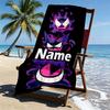 Custom Name Personalized Gengar Print Beach Towel, for Trip Camping Beach Party Home Decor, Birthday Gift for Family & Friends