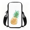 2D-Pineapple Diamond Pattern Golden Yellow Glitter Sparkle Leaf Crown Cute Summer Fruit Design Adjustable Removable Strap Crossbody Phone Bag