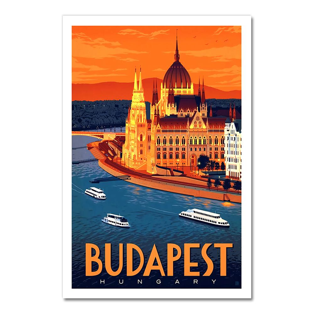 Vatican Budapest Hungary Travel Canvas Paintings Vintage Wall Kraft Posters Coated Wall Stickers Home Decor Pictures Gift