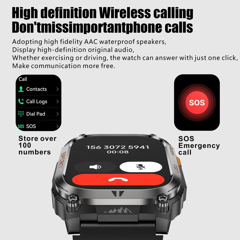 SACOSDING GPS Outdoors Smart Watch IP68 Waterproof GNSS Compass Military Sport LED Flashlight Smartwatch Men 2025 New For Android IOS