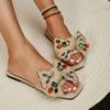 Обувь для женщин, летние новые роскошные женские тапочки со стразами, квадратный носок, модные женские шлепанцы, повседневные женские тапочки на плоской подошве