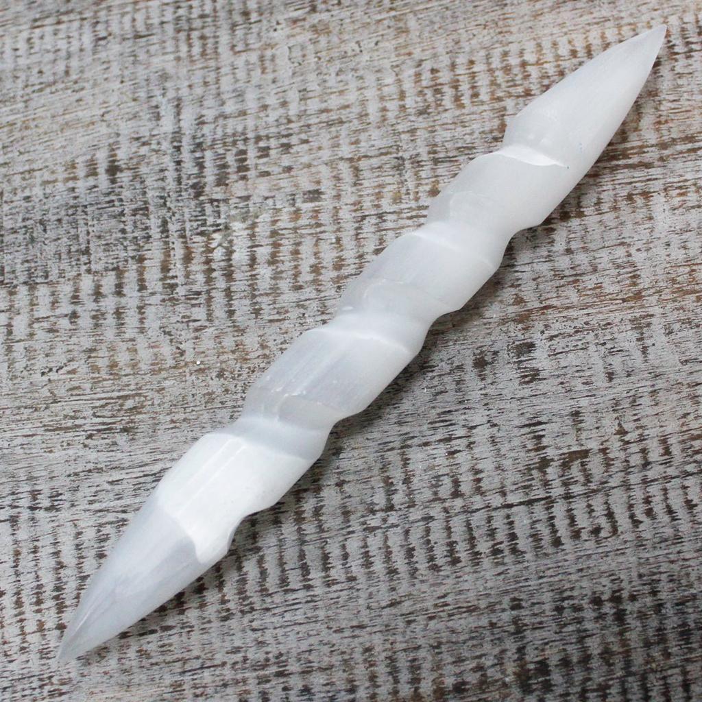 Selenite Wand Double Terminated Spiral 16 cm
