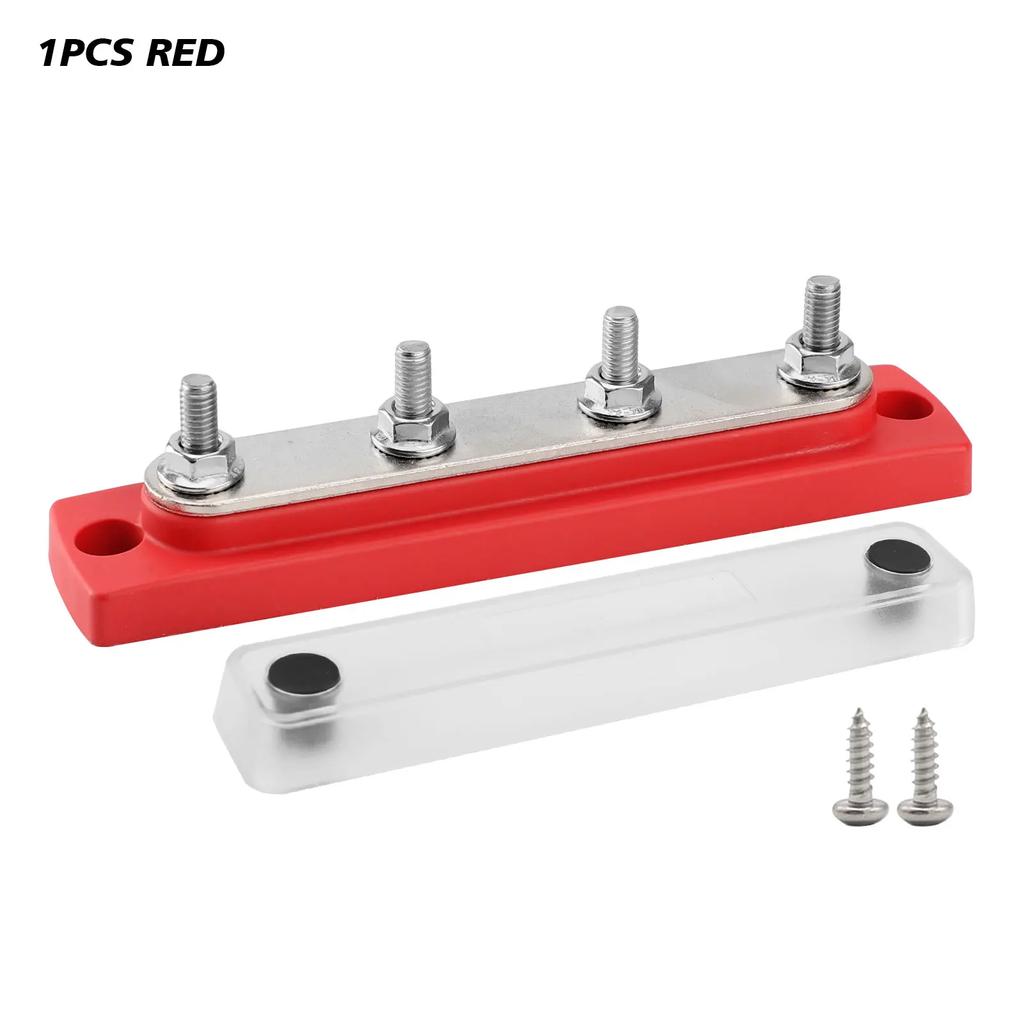 48V 150A Heavy Duty Power Distribution Block 4 x M6 Terminal Studs Marine BusBar Cover Included Bus Bar For Trucks Boats and RVs