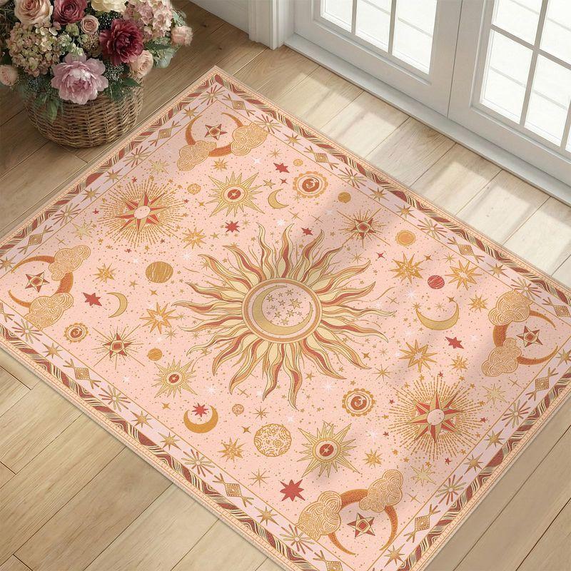 Celestial Sun Moon Star Carpet Bohemian Witchcraft Rug Non-Slip Area Mat Bedroom Living Room Home Decor