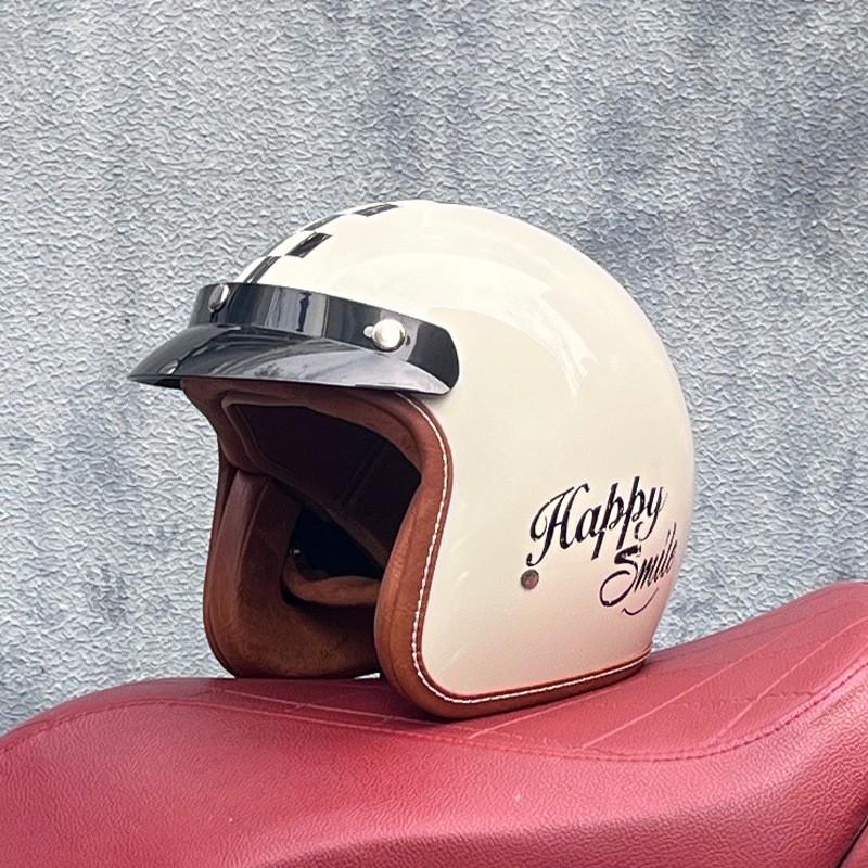 Vintage Style 3/4 Open Face Motorcycle Helmet With Visor ABS Certified Men Women All Season Use