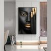 Gold Sexy Lip Black Skinned Woman Portrait Canvas Painting Posters and Prints Cuadros Wall Art Picture for Living Room Decor