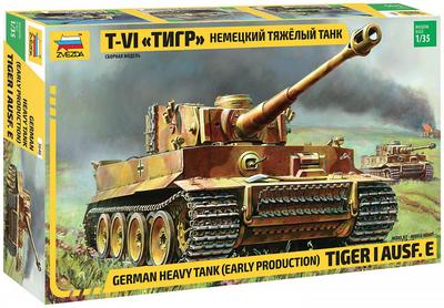 Пластиковая модель немецкого тяжелого танка Tiger I раннего типа Zvezta 1/35