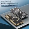 For Samsung Galaxy Z Fold7 5G Magnetic Case Electroplated PC Clear Phone Cover with Tempered Glass Film