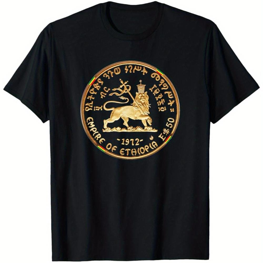 Moa Anbessa Haile Selassie Ras Taferian Ethiopia TShirt Clothing Graphic Short Sleeve Shirt Men Women AllSeason Mens TShirt