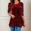 Women's Fall Round Neck Tops Mid-length Printed T-shirt