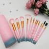 Набор кистей для макияжа - Красота - 12 штук - Розовый градиент - Пластиковая ручка - Нейлоновый ворс