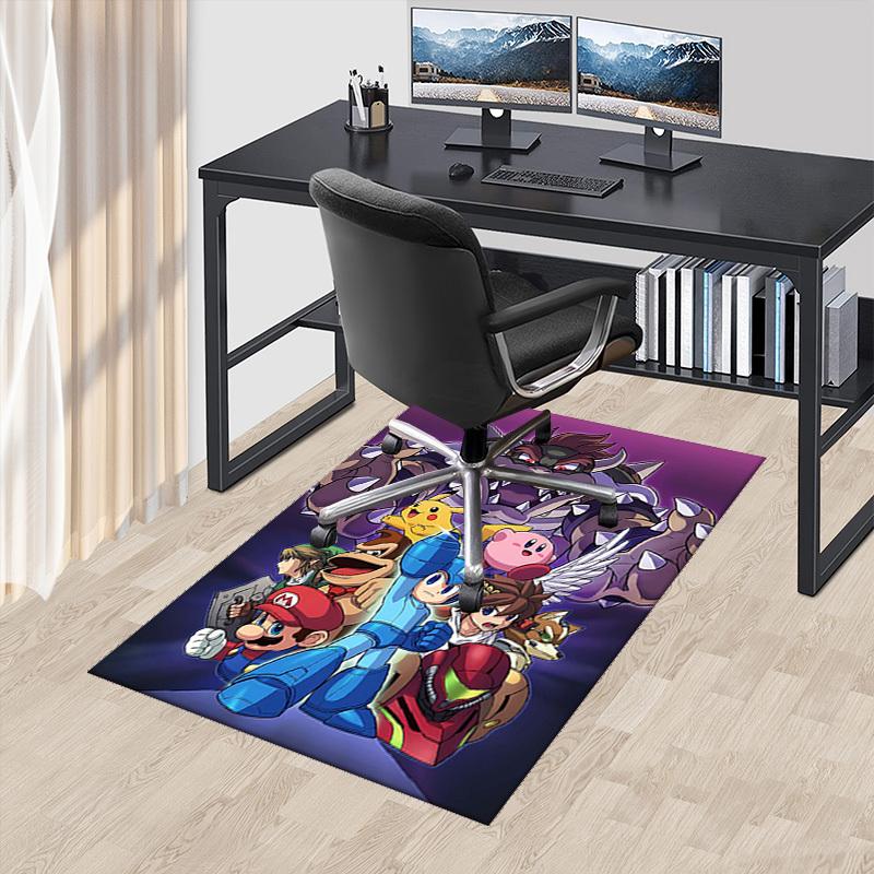 1pc Mario, Pikachu, Kirby, Mega Man, Donkey Kong, Link, Samus Aran Chair Mat, Office Rug - Non-Slip Carpet for Home Decor, Living Room, Bedroom, Game