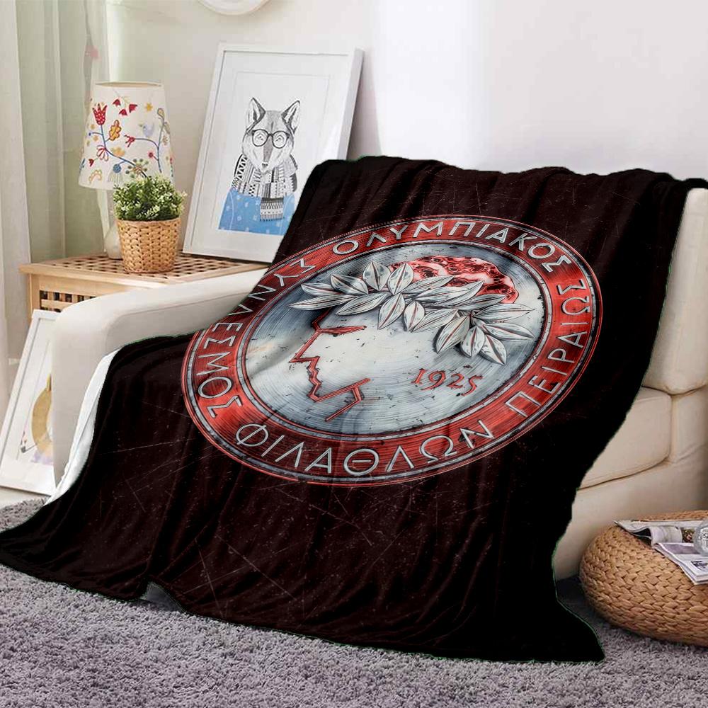 Olympiacos Printed Flannel Blanket, soft throw for bedroom sofa, washable, Christmas present, great gift.