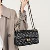 Cowhide bag, cowhide chain, small fragrance style, fashionable diamond grid bag, single shoulder crossbody women's bag, leather small square bag