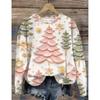 Women's Christmas House Graphic Pullover, Long-Sleeve Tops, Ladies Clothing, Street, Hip Hop, Oversized, Clothing