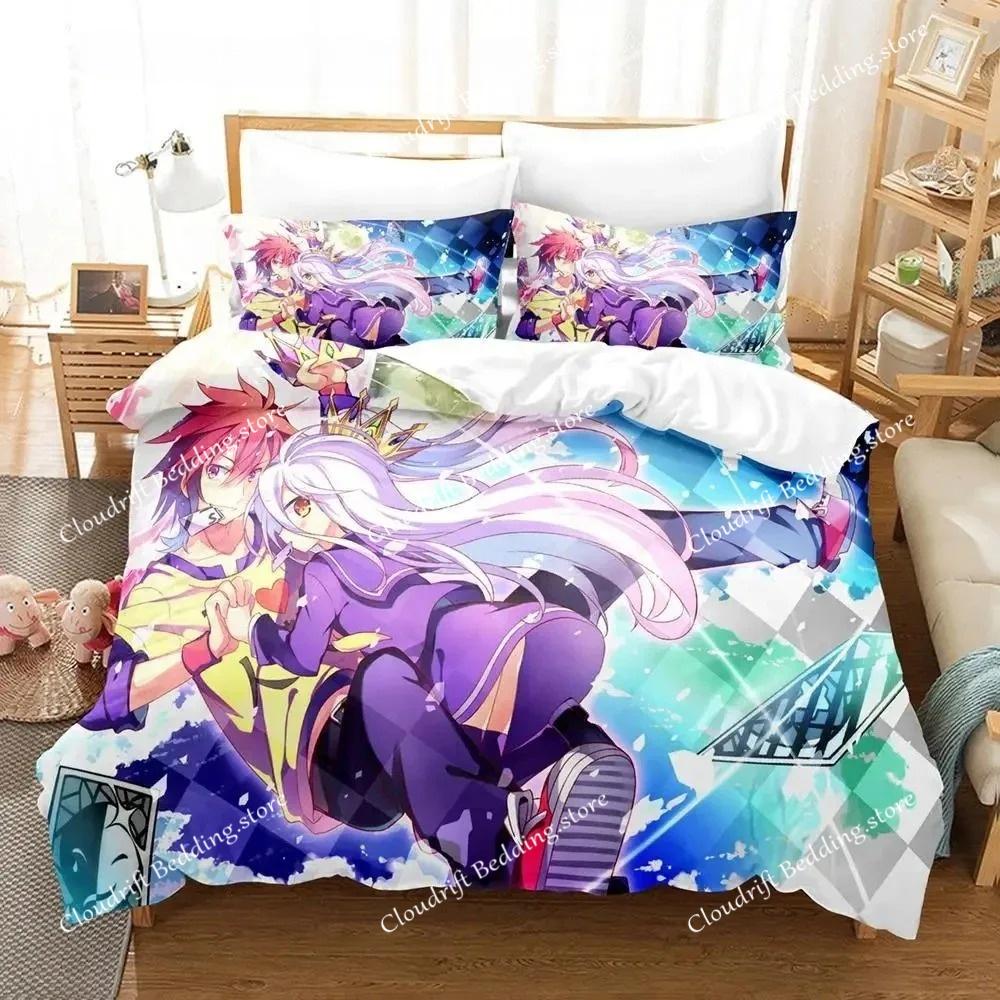 No Game No Life Постельный комплект Односпальный Полуторный Двуспальный Кингсайз Комплект для кровати Взрослый Мальчики Спальня Комплекты пододеяльников 3D Аниме