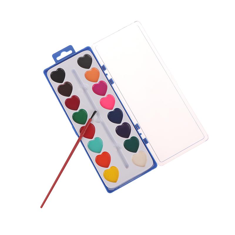 Набор акварельных красок из 16 цветов ко Дню святого Валентина, палитра для рисования, уникальный дизайн в форме сердца, наборы для рисования для начинающих