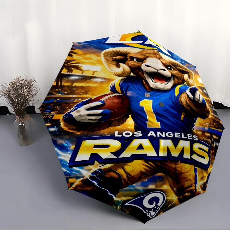 Printed Los Angeles Rams logo Folding Umbrella,Outdoor,Leisure,And Travel Umbrella,Durable Umbrella Fabric,Birthday And Holiday Gift