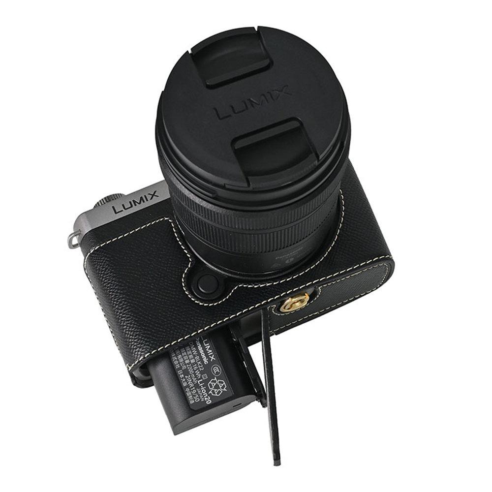 Получехол для камеры из ПУ кожи с принтом пальм для Panasonic Lumix S9, с отверстием для батареи и нижней крышкой, с ремешком