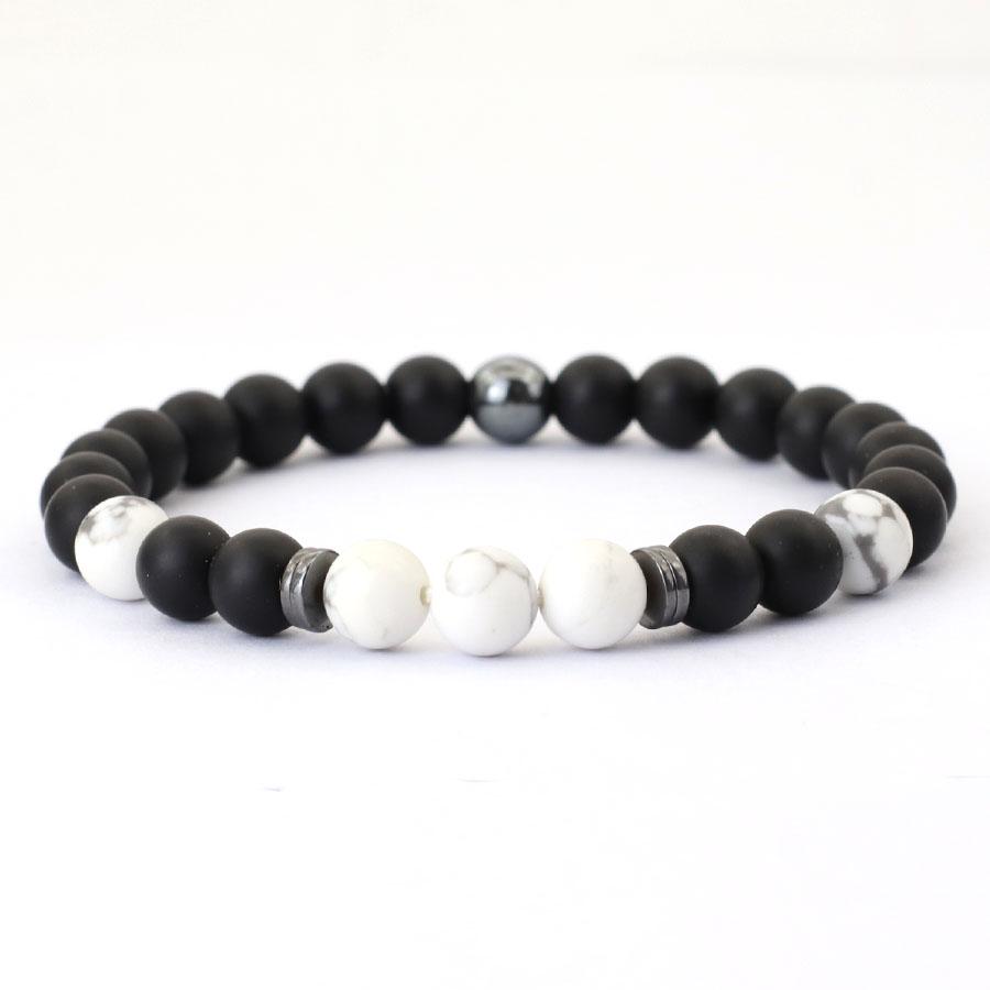 Noter Handmade Mens Bracelet 8mm Onyx Tiger Eyes Stone Beaded Braclet Hematite Healing Braslet Cadeau Homme Leisure Accessories