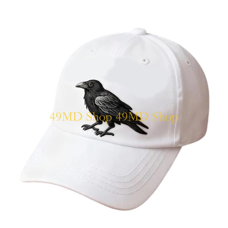 49MD Унисекс Бейсболка с Готической Вышивкой Ворона Регулируемая Snapback Кепка Папы для Повседневной Активности Защита от Солнца на Открытом Воздухе Головной Убор
