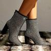 Fashion Sexy Pointed Toe Ankle Boots Women Shiny Rhinestone Design Boots for Women High Heel Botas Banquet Thin Nightclub Women's Boots