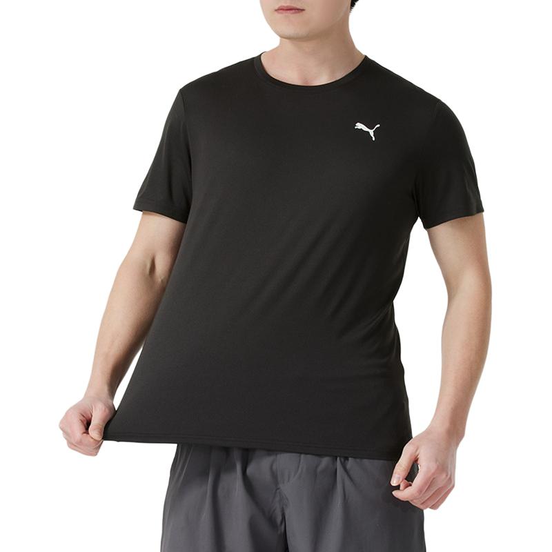 PUMA T-Shirts Men's Black Crew Neck Thin Straight Fit