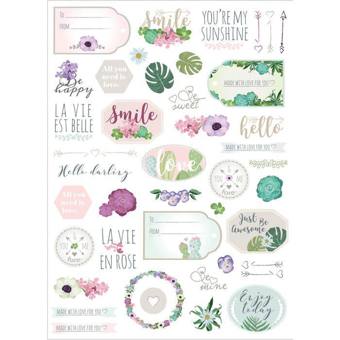 MégaCréa DIY - Gommettes la vie en rose de 1 à 5 cm 78 pièces