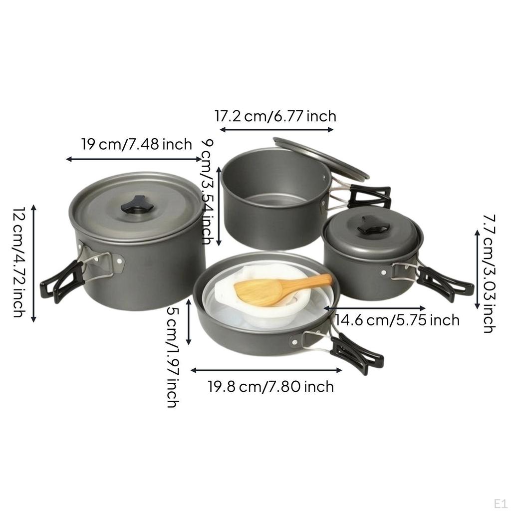 Camping Cookware Set HardAnodized Pots and Pans Foldable Mess Kit for Families,