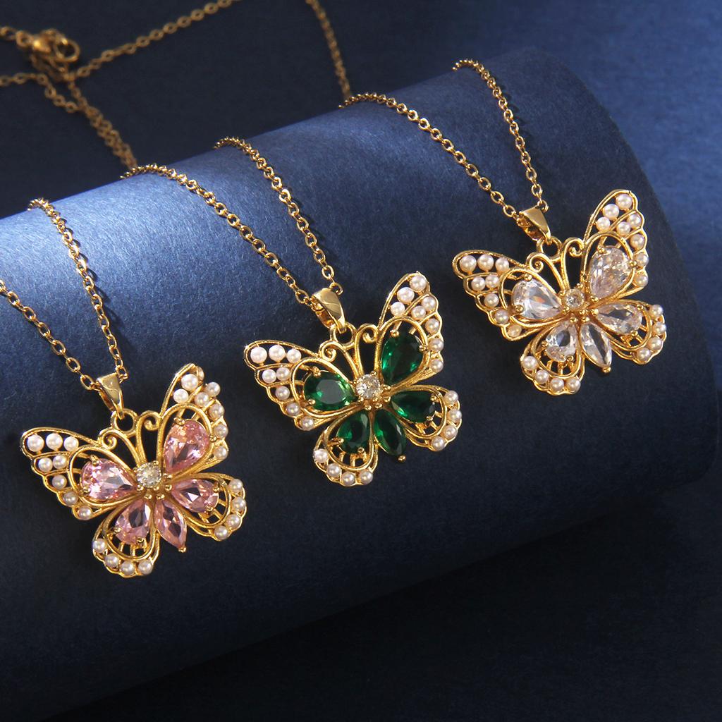 Hot Selling Pearl Butterfly Necklace, High-end Copper Plated 18K Gold, Versatile Collarbone Chain for Women