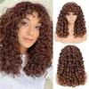 Длинный глубокий вьющийся синтетический парик для замены волос с челкой Большие вьющиеся парики для чернокожих женщин 20-дюймовый странный вьющийся парик для ежедневного использования