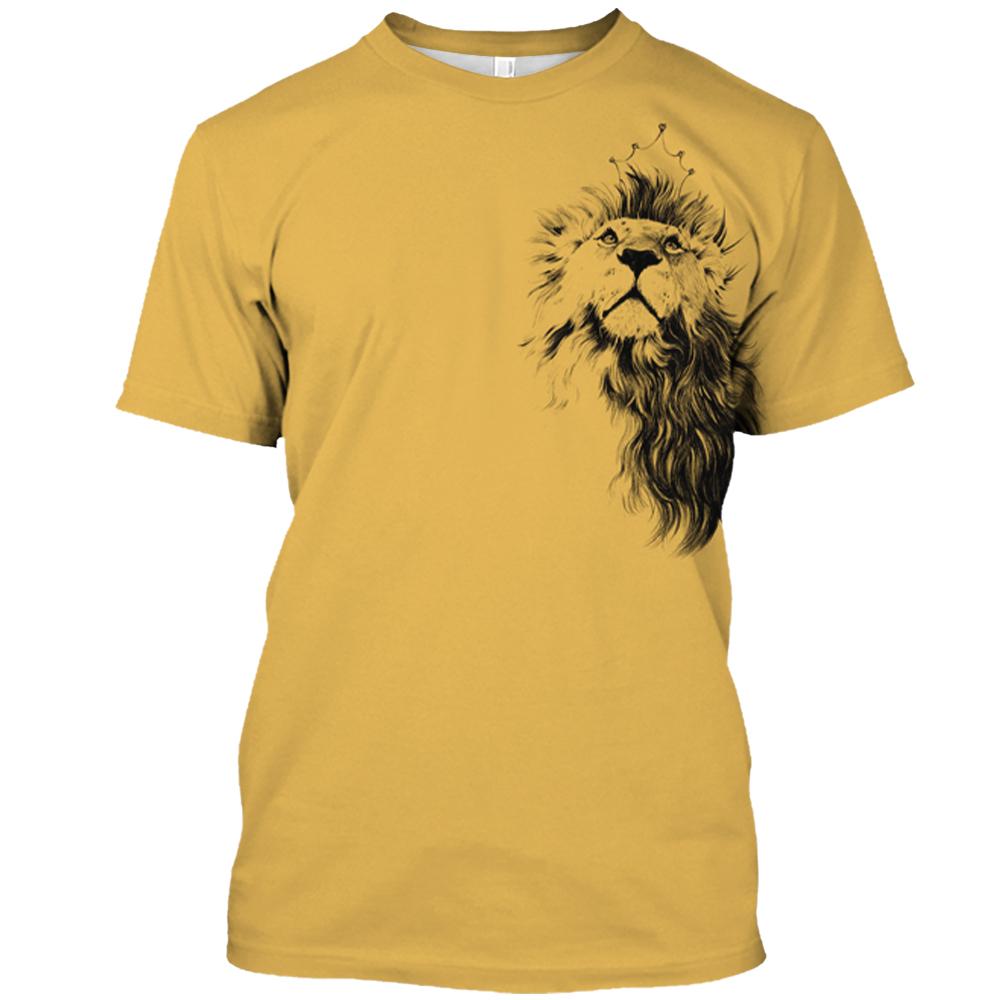 Винтажная мужская футболка с животными, футболки с 3D принтом льва, топы с короткими рукавами, летние дышащие рубашки для фитнеса, мужская одежда