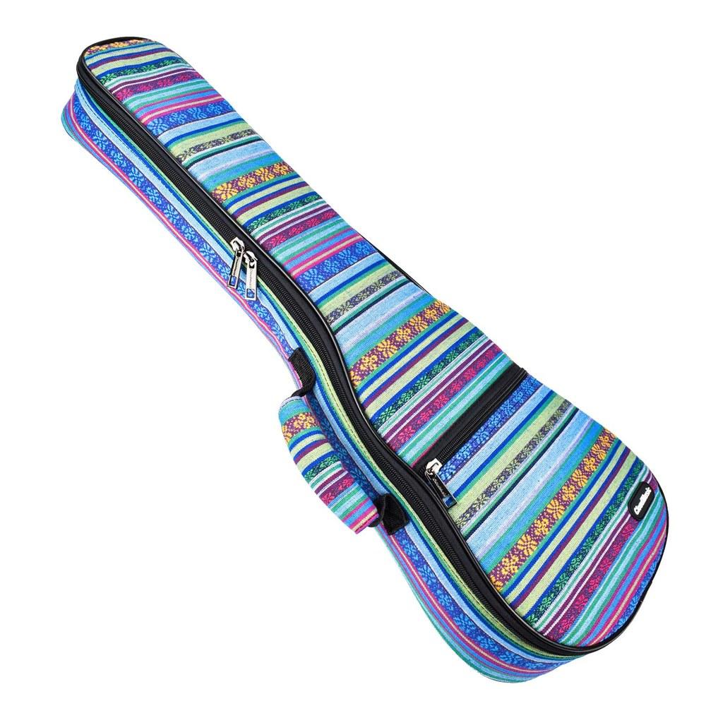CLOUDMUSIC Hawaiian Ukulele Case Vintage Blue Backpack 10mm Padded Gig Bag Soprano Blue