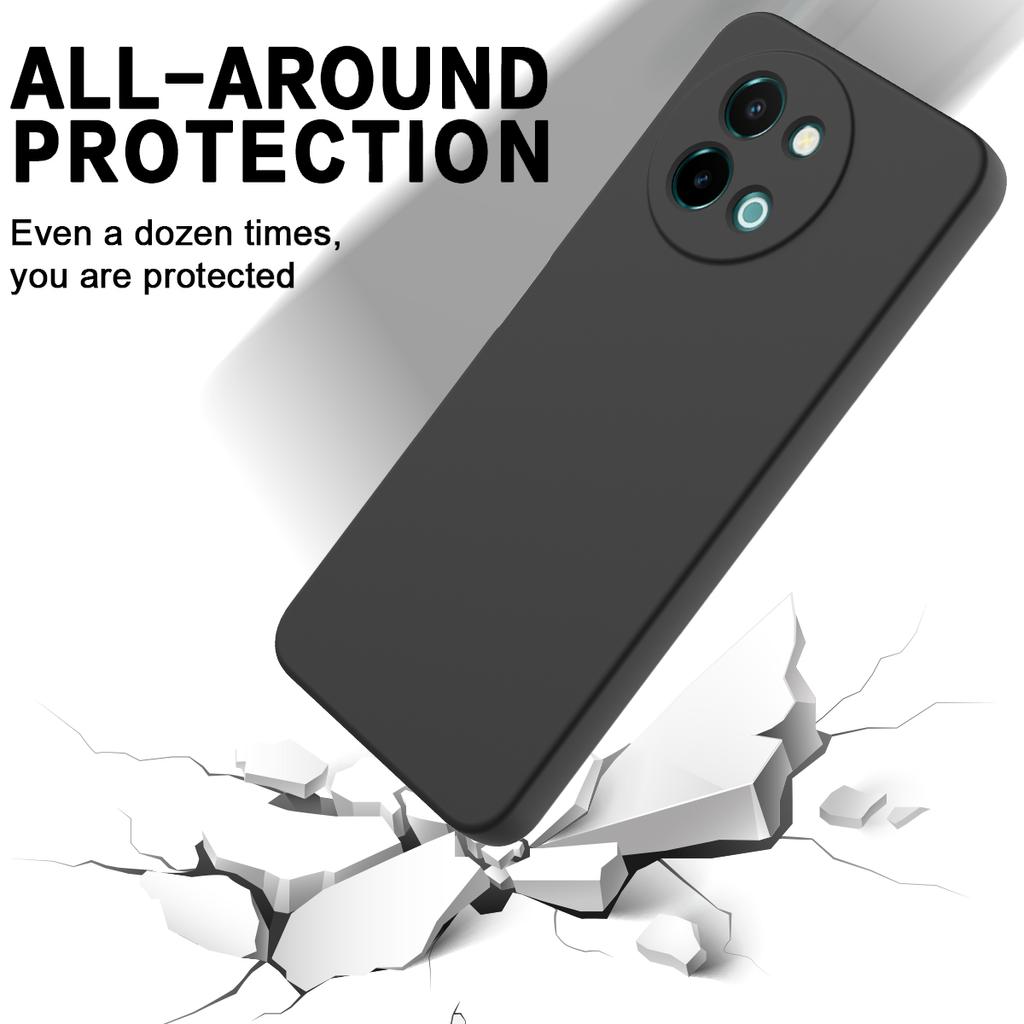For Vivo Y58 5G Liquid Silicone Case Phone Back Cover with Hand Strap