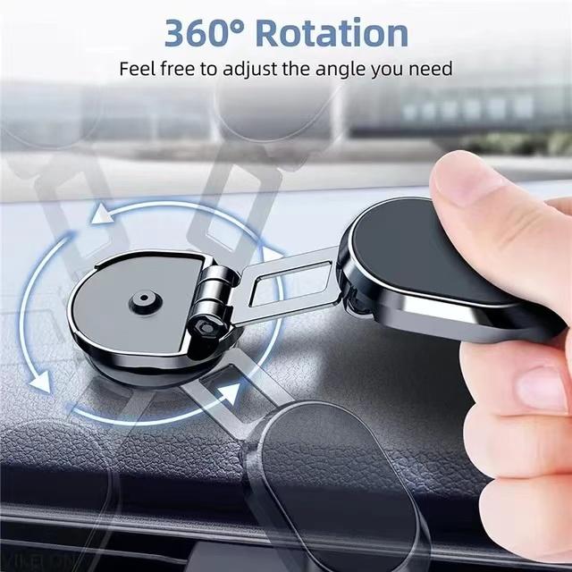 Metal Magnetic Car Phone Holder Folding Magnet Mount Mobile Cell Phone Stand Support for iPhone 16 15 14 13 Xiaomi Huawei