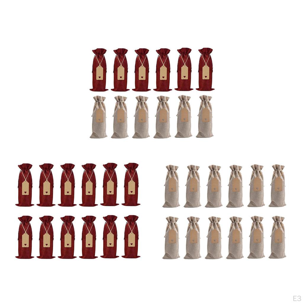 12 шт. мешков для вина из мешковины, подарочные принадлежности с бирками, подарочная сумка для бутылок, для дома