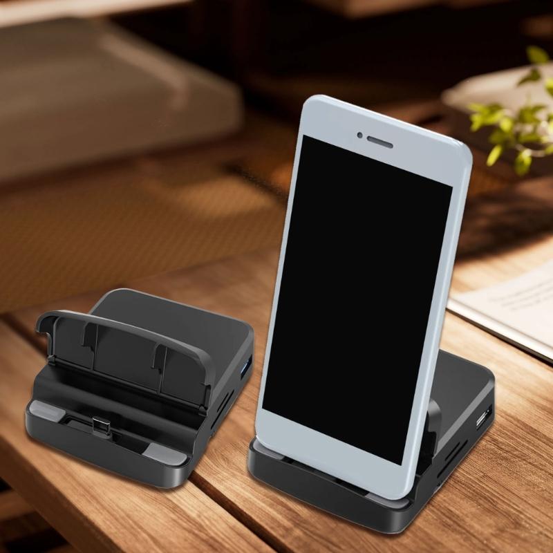 Универсальный USB-C хаб, док-станция USB-C с функцией подставки для телефона для высокоскоростной передачи данных и эффективности зарядки