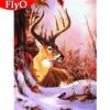 Алмазная картина «Олень», полный набор страз, Алмазная вышивка, мозаика с изображением животных, зимняя ручная работа, украшение для дома