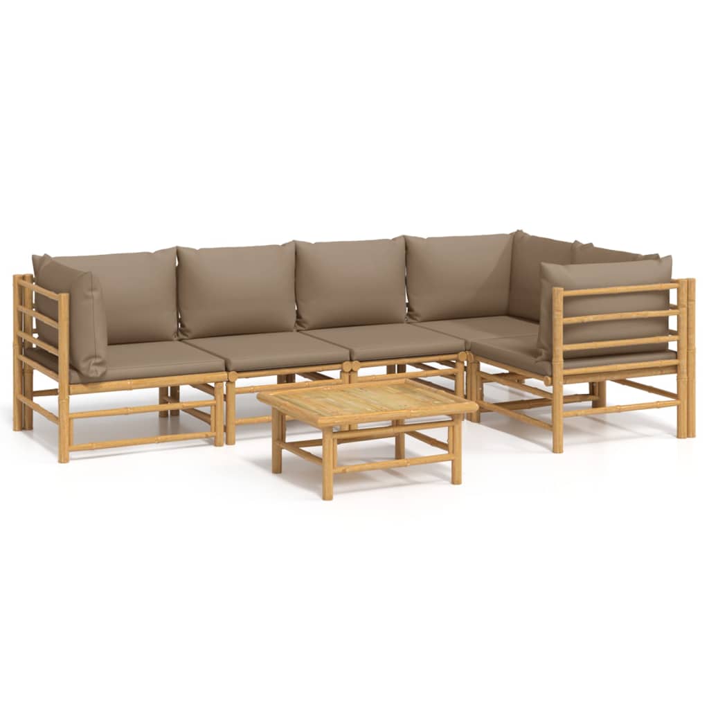 Vidaxl 6-Cz. Zestaw Mebli Do Ogrodu, Poduszki W Kolorze Taupe, Bambus