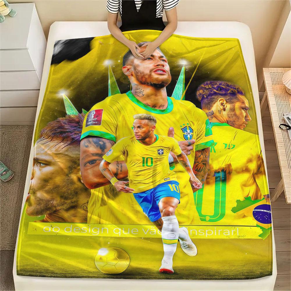 1PC Neymar Patterned Flannel Blanket Suitable For All Seasons for Home Decor Warmth and Comfort Gifts Holiday Present
