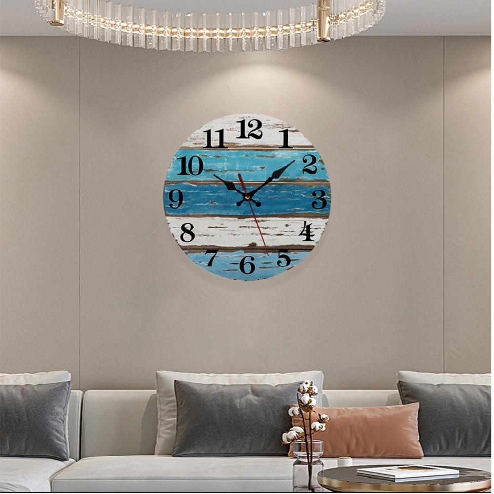 Stylish and Silent Beach Blue Wall Clock for Your Kitchen - Battery Operated